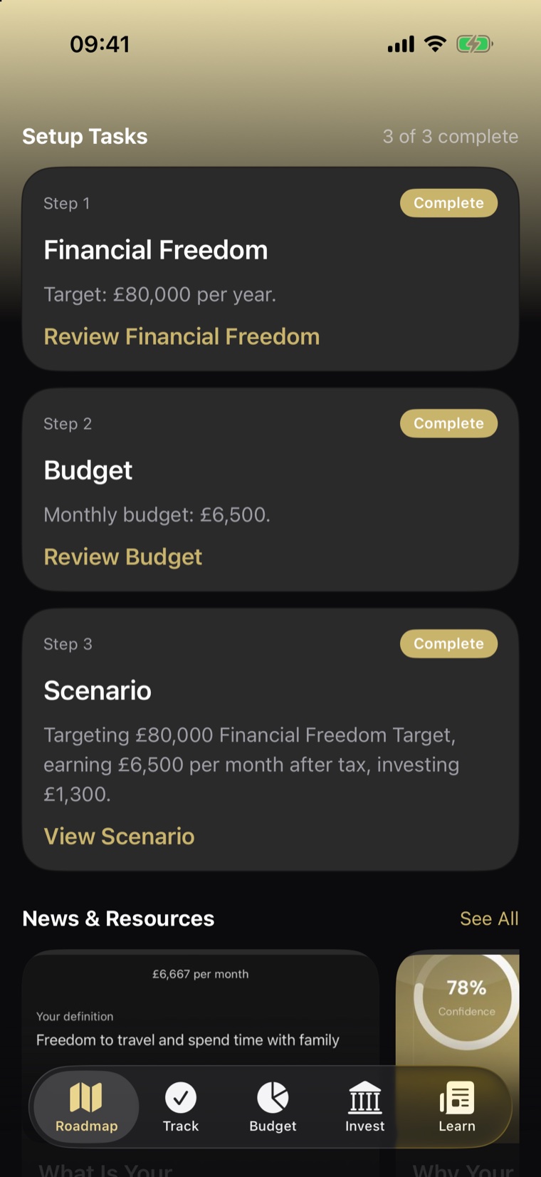 Luxi roadmap with all setup steps complete